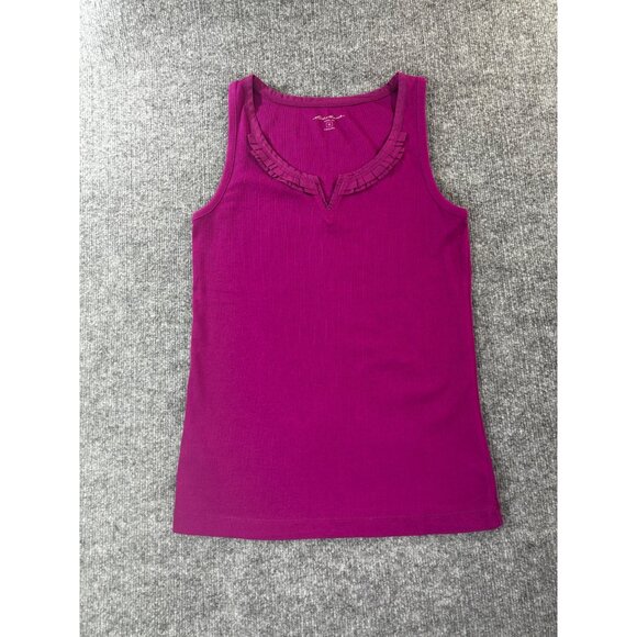 Eddie Bauer Tank Top Women's Medium fuchsia ruffled top - Picture 2 of 9